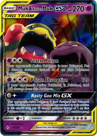 Muk & Alolan Muk GX - 61/214 - Ultra Rare - Sun & Moon: Unbroken Bonds