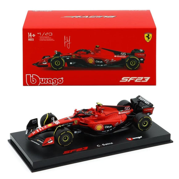 Bburago Formula Racing 1:43 2023 F-1 Ferrari SF-23 #55 Sainz with Helmet