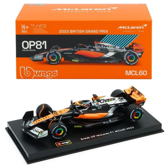 Bburago Formula Racing 1:43 2023 F-1 McLaren MCL60 #81 Piastri with Helmet